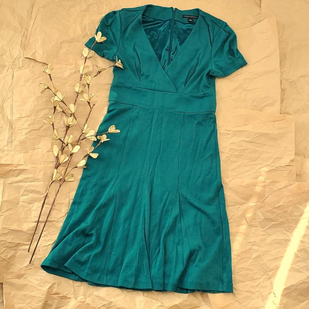 Banana Republic Green Teal Wool Short Sleeve Dress